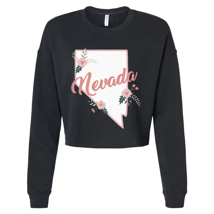 Cute Nevada State Floral Rose Cropped Pullover Crew