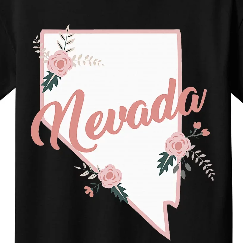 Cute Nevada State Floral Rose Kids T-Shirt