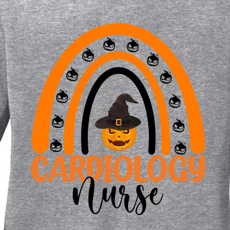 Cardiology Nurse Spooky Halloween Pumpkin Rainbow Nursing Funny Gift Ladies Long Sleeve Shirt