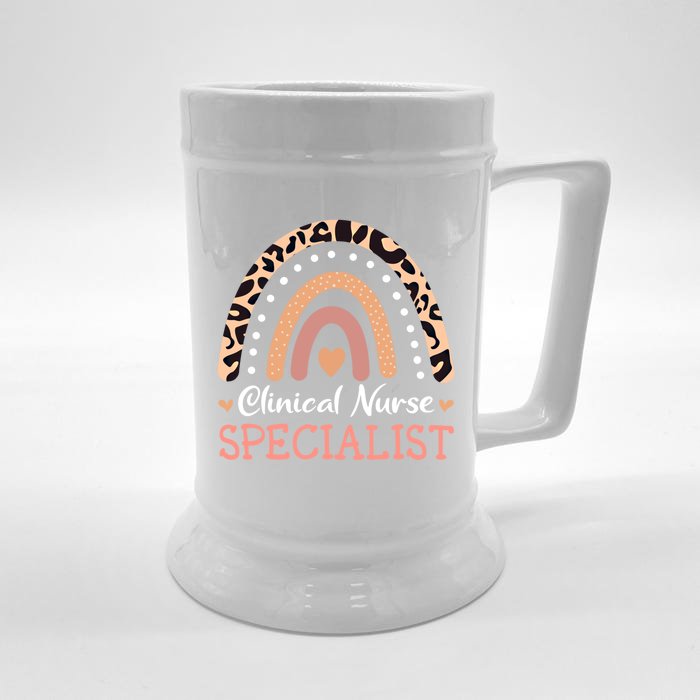 Clinical Nurse Specialist Leopard Rainbow Funny Gift Front & Back Beer Stein