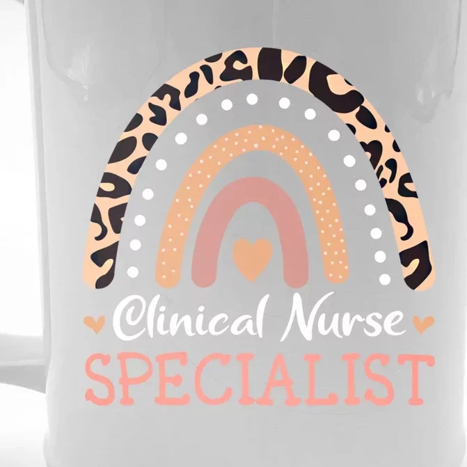 Clinical Nurse Specialist Leopard Rainbow Funny Gift Front & Back Beer Stein