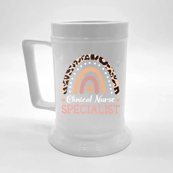 Clinical Nurse Specialist Leopard Rainbow Funny Gift Front & Back Beer Stein