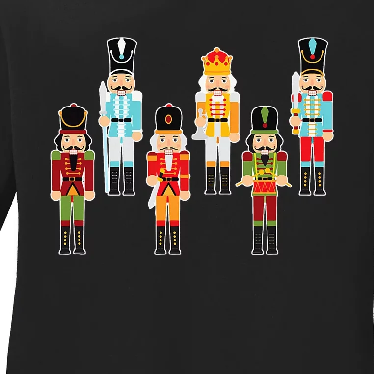 Christmas Nutcracker Soldier Figures Ladies Long Sleeve Shirt