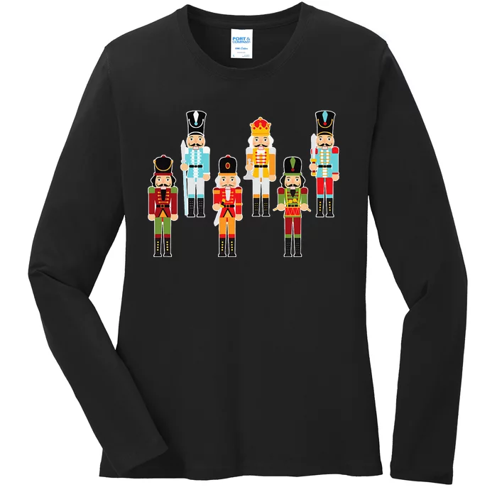 Christmas Nutcracker Soldier Figures Ladies Long Sleeve Shirt