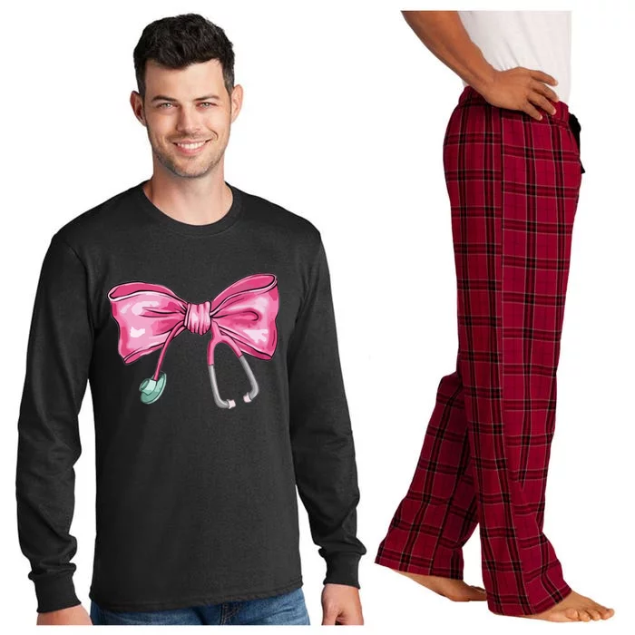 Coquette Nurse Stethoscope Bow Long Sleeve Pajama Set