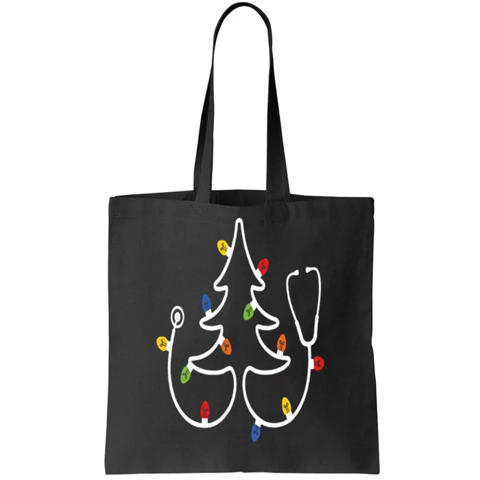 Christmas Nurse Stethoscope Christmas Tree RN Nursing Tote Bag