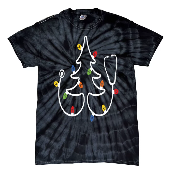 Christmas Nurse Stethoscope Christmas Tree RN Nursing Tie-Dye T-Shirt