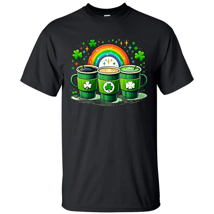 Coffee Nurse St PatrickS Day Shamrock Rainbow Rn Icu Er Gift Tall T-Shirt