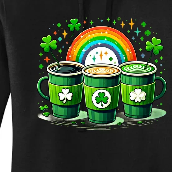 Coffee Nurse St PatrickS Day Shamrock Rainbow Rn Icu Er Gift Women's Pullover Hoodie