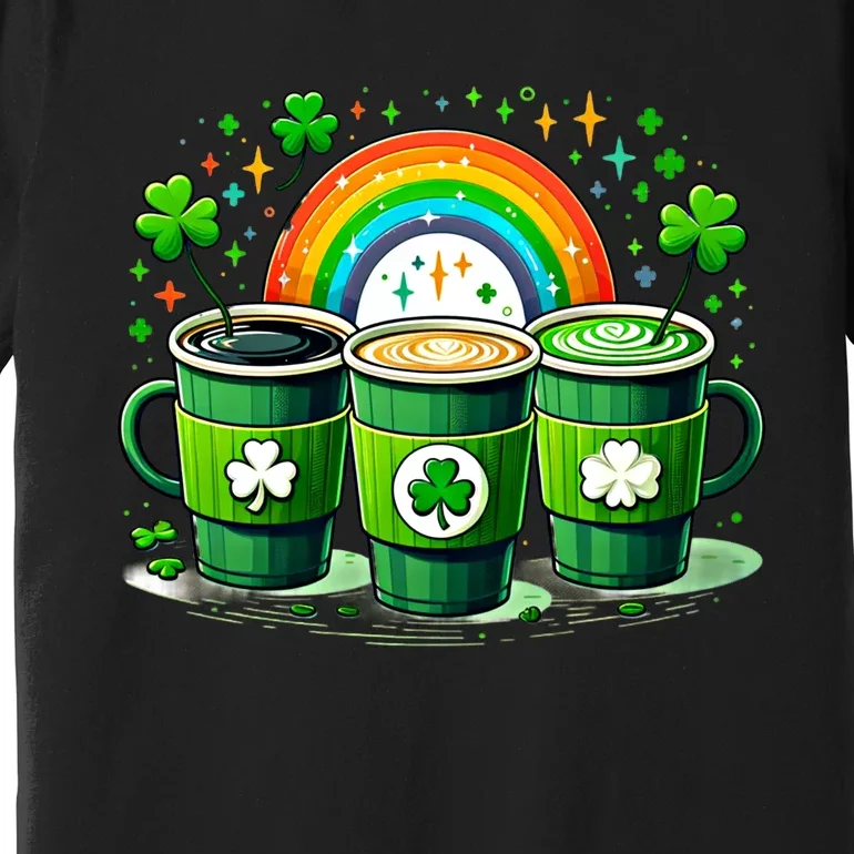 Coffee Nurse St PatrickS Day Shamrock Rainbow Rn Icu Er Gift Premium T-Shirt