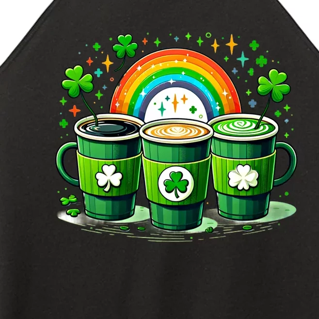 Coffee Nurse St PatrickS Day Shamrock Rainbow Rn Icu Er Gift Women’s Perfect Tri Rocker Tank