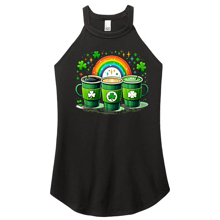 Coffee Nurse St PatrickS Day Shamrock Rainbow Rn Icu Er Gift Women’s Perfect Tri Rocker Tank