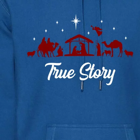 Christmas Nativity Scene True Story Religious Christian Premium Hoodie