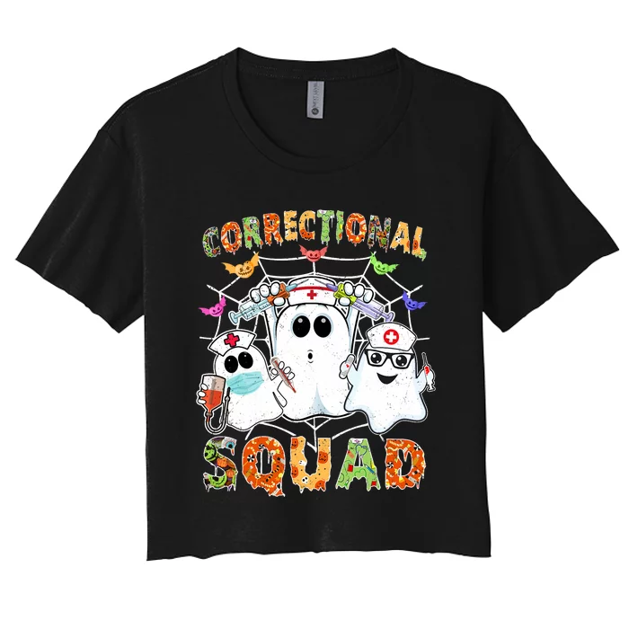 Correctional Nurse Squad Boo Halloween Rn Matching Women's Crop Top Tee