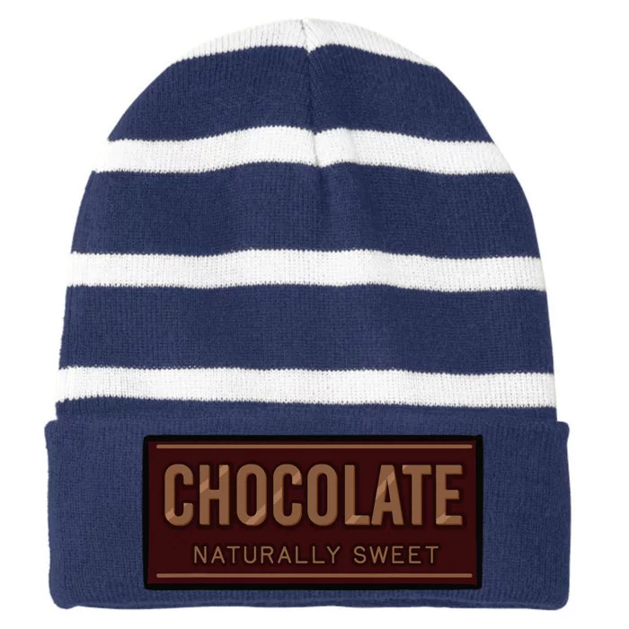 Chocolate Naturally Sweet Dessert Lover Food Cacao Flavor Striped Beanie with Solid Band