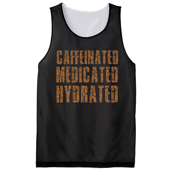 Cool Nurse Teacher Say Caffeinated Medicated Hydrated Funny Mesh Reversible Basketball Jersey Tank