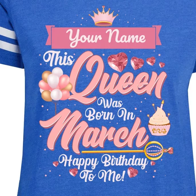 Please Delete! Custom Name This Queen Was Born In March Happy Birthday To Me Enza Ladies Jersey Football T-Shirt