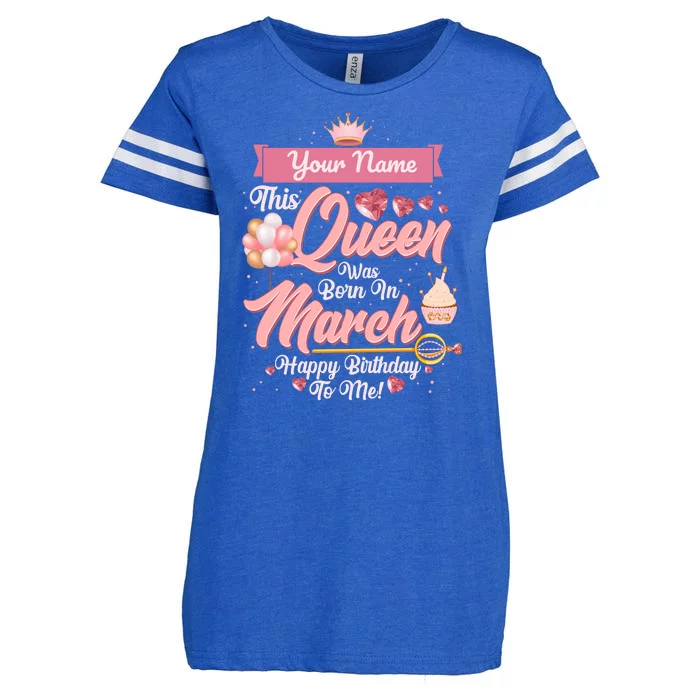 Please Delete! Custom Name This Queen Was Born In March Happy Birthday To Me Enza Ladies Jersey Football T-Shirt