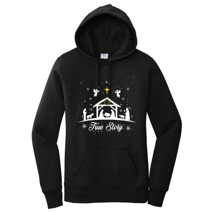 Christmas Nativity True Story Nativity Scene Gifts Women's Pullover Hoodie