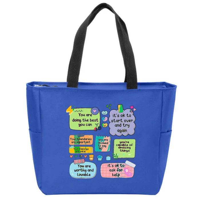 Counselor Note To Self Mental Health School Zip Tote Bag