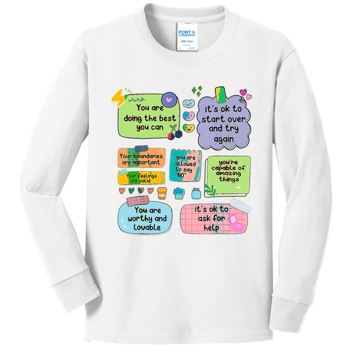 Counselor Note To Self Mental Health School Kids Long Sleeve Shirt