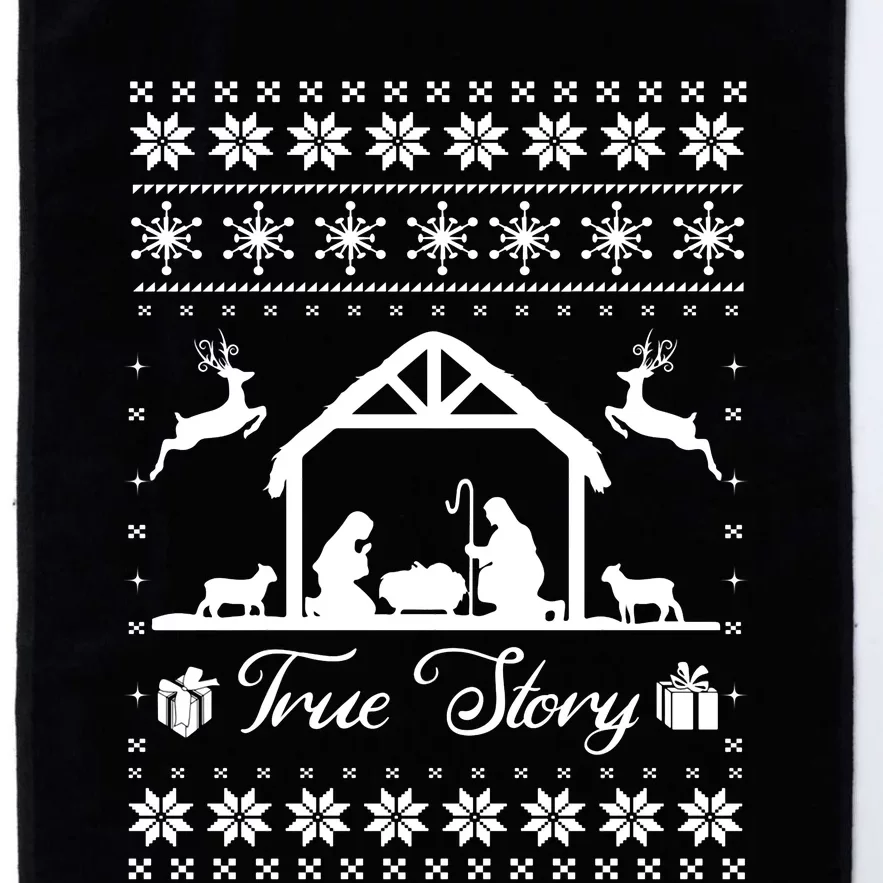 Christmas Nativity True Nativity Story Scene Ugly Sweater Platinum Collection Golf Towel