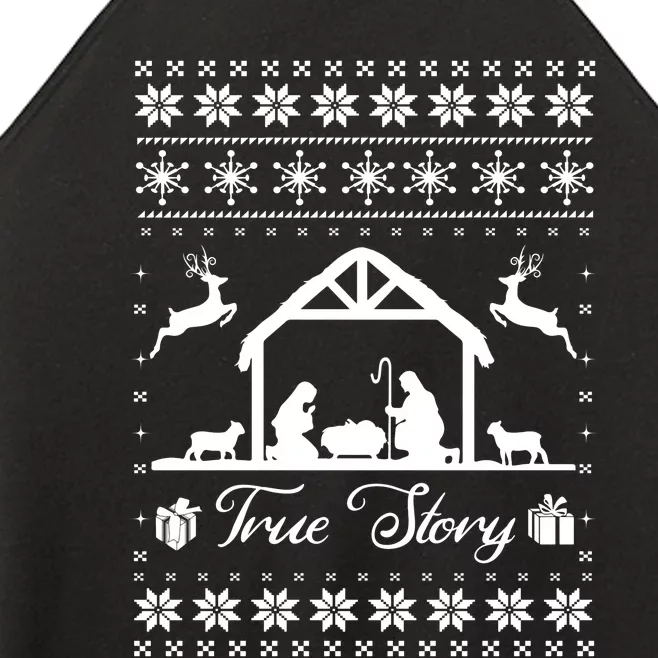 Christmas Nativity True Nativity Story Scene Ugly Sweater Women’s Perfect Tri Rocker Tank