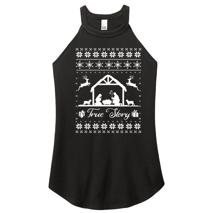 Christmas Nativity True Nativity Story Scene Ugly Sweater Women’s Perfect Tri Rocker Tank