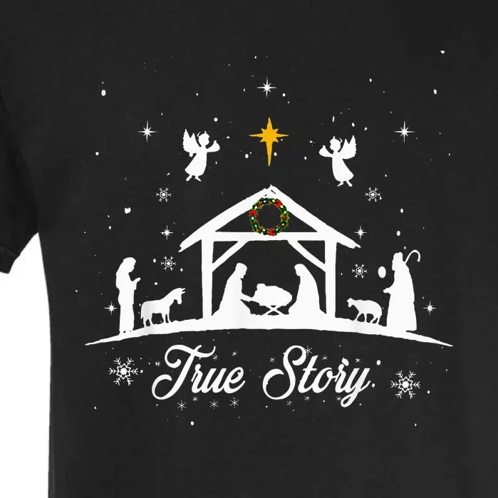 Christmas Nativity True Story Nativity Scene Family Matching Garment-Dyed Heavyweight T-Shirt