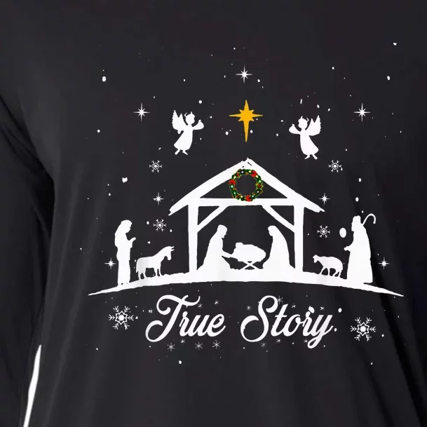 Christmas Nativity True Story Nativity Scene Family Matching Cooling Performance Long Sleeve Crew