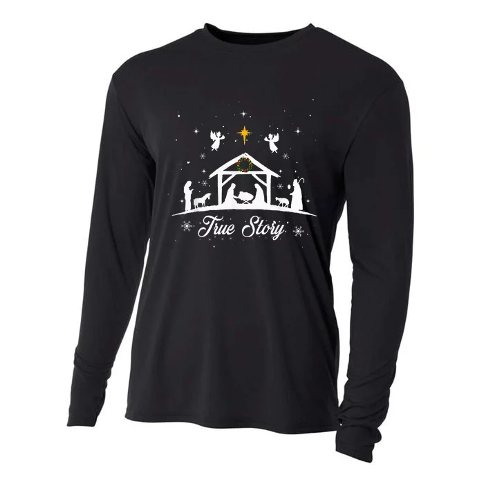 Christmas Nativity True Story Nativity Scene Family Matching Cooling Performance Long Sleeve Crew