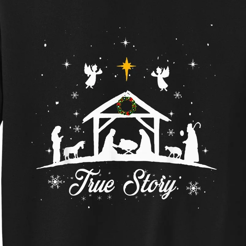 Christmas Nativity True Story Nativity Scene Family Matching Tall Sweatshirt