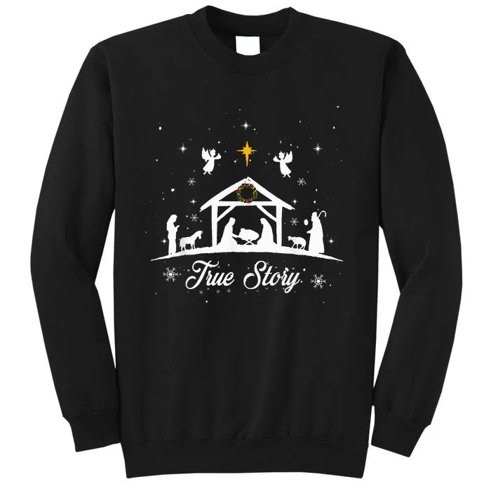 Christmas Nativity True Story Nativity Scene Family Matching Tall Sweatshirt