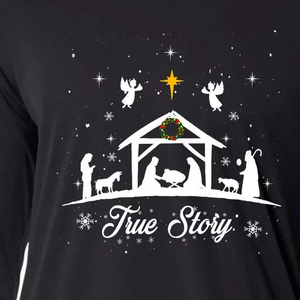 Christmas Nativity True Story Nativity Scene Gifts Cooling Performance Long Sleeve Crew