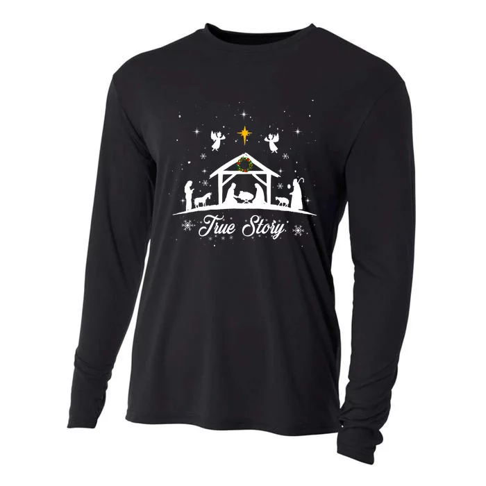 Christmas Nativity True Story Nativity Scene Gifts Cooling Performance Long Sleeve Crew