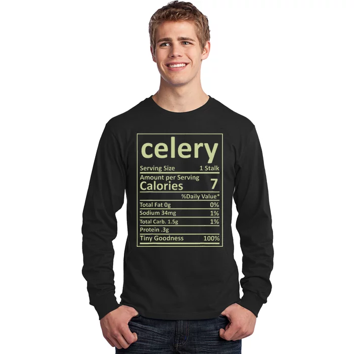 Celery Nutrition Thanksgiving Costume Food Facts Xmas Long Sleeve Shirt