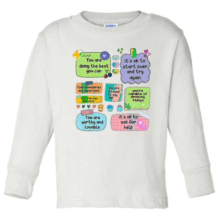 Counselor Note To Self Mental Health School Toddler Long Sleeve Shirt