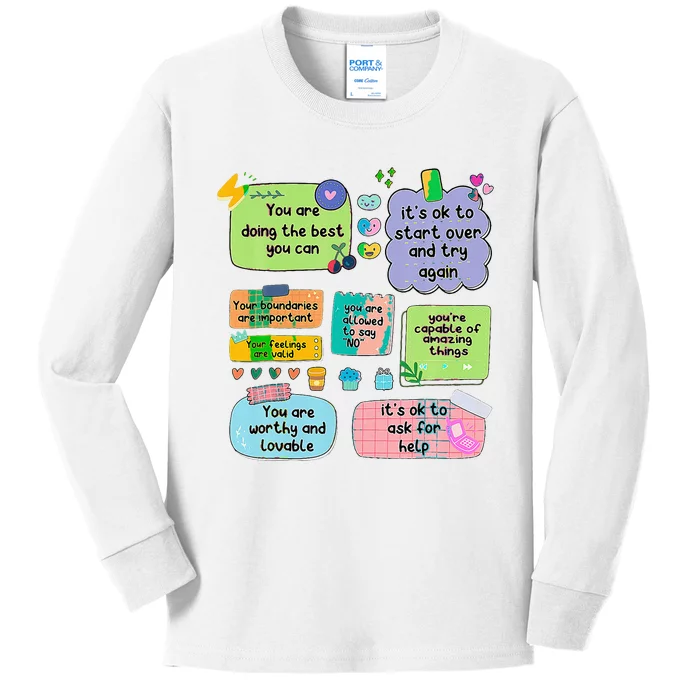 Counselor Note To Self Mental Health School Kids Long Sleeve Shirt