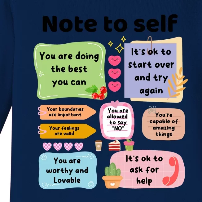 Counselor Note To Self Mental Health School Psychologist Baby Long Sleeve Bodysuit