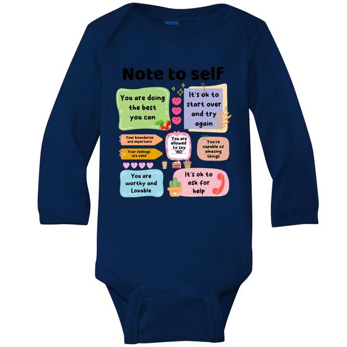 Counselor Note To Self Mental Health School Psychologist Baby Long Sleeve Bodysuit