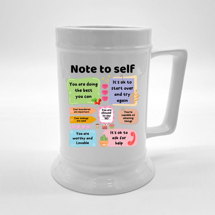 Counselor Note To Self Mental Health School Psychologist Front & Back Beer Stein