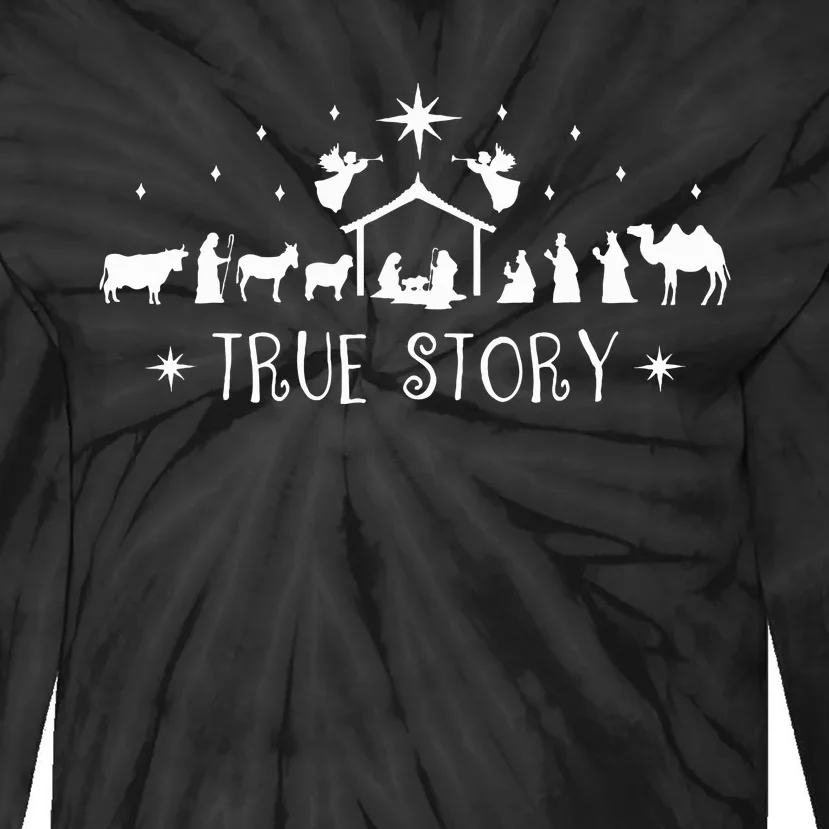 Christmas Nativity True Story Nativity Scene Gifts Tie-Dye Long Sleeve Shirt