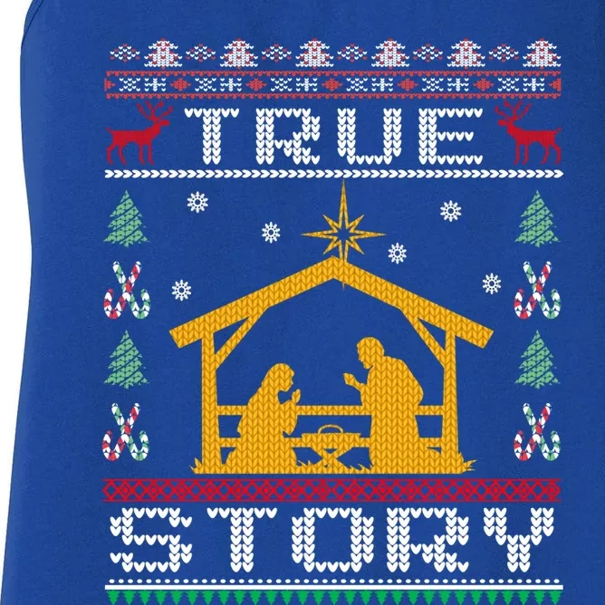 Christmas Nativity True Story Ugly Christmas Sweater Gift Women's Racerback Tank