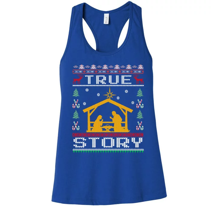 Christmas Nativity True Story Ugly Christmas Sweater Gift Women's Racerback Tank