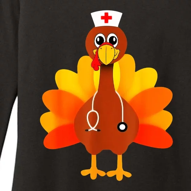 Cute Nurse Thanksgiving Turkey Womens CVC Long Sleeve Shirt