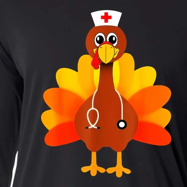 Cute Nurse Thanksgiving Turkey Cooling Performance Long Sleeve Crew