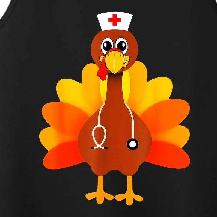 Cute Nurse Thanksgiving Turkey Performance Tank