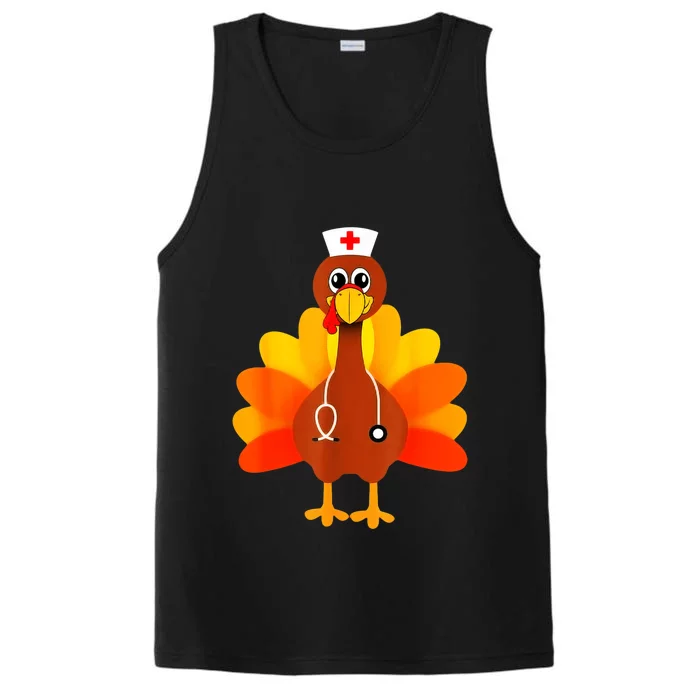 Cute Nurse Thanksgiving Turkey Performance Tank