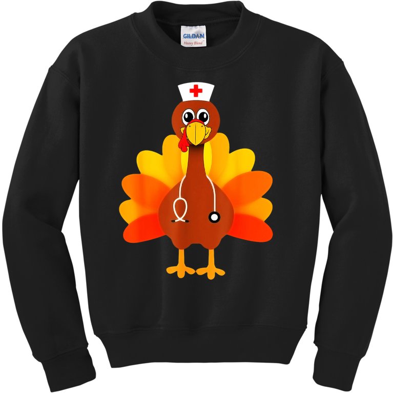Cute Nurse Thanksgiving Turkey Kids Sweatshirt