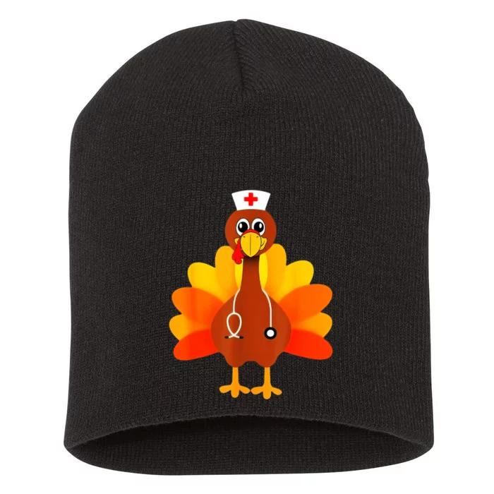 Cute Nurse Thanksgiving Turkey Short Acrylic Beanie